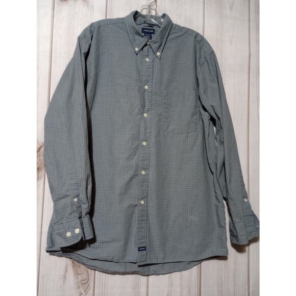 Structure Shirt Mens Large Blue Gray Check Button Down Long Sleeve Casual 90s - Picture 1 of 8